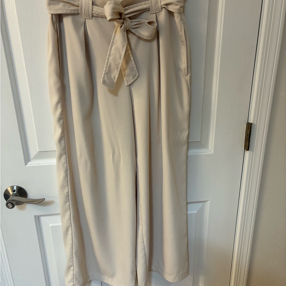 Elegant Cream Wide-Leg Pants